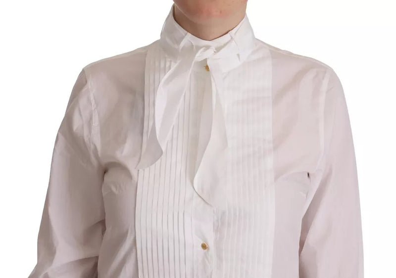 Dolce & Gabbana Chemise Blanche en Coton à Manches Longues avec Col