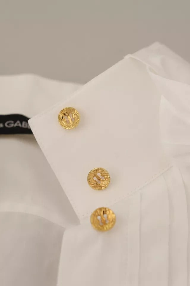 Dolce & Gabbana Chemise Blanche en Coton à Manches Longues avec Col