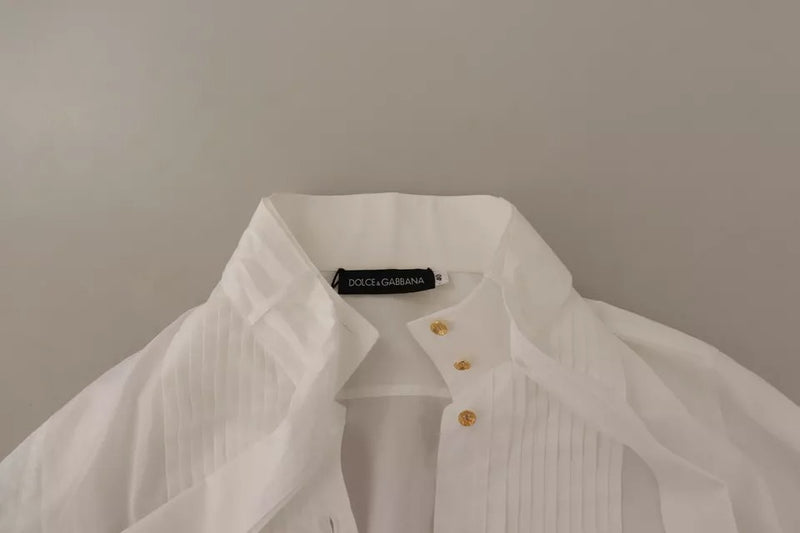 Dolce & Gabbana Chemise Blanche en Coton à Manches Longues avec Col