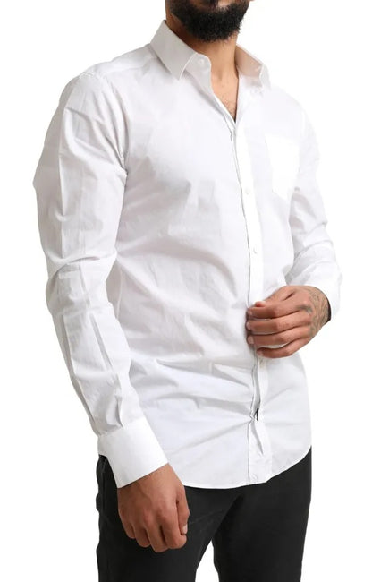 Chemise de smoking formelle en coton blanc doré de Dolce &amp; Gabbana