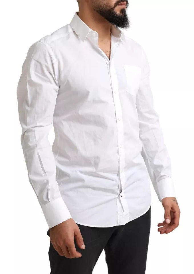 Chemise de smoking formelle en coton blanc doré de Dolce &amp; Gabbana