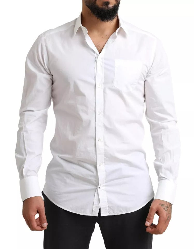 Chemise de smoking formelle en coton blanc doré de Dolce &amp; Gabbana