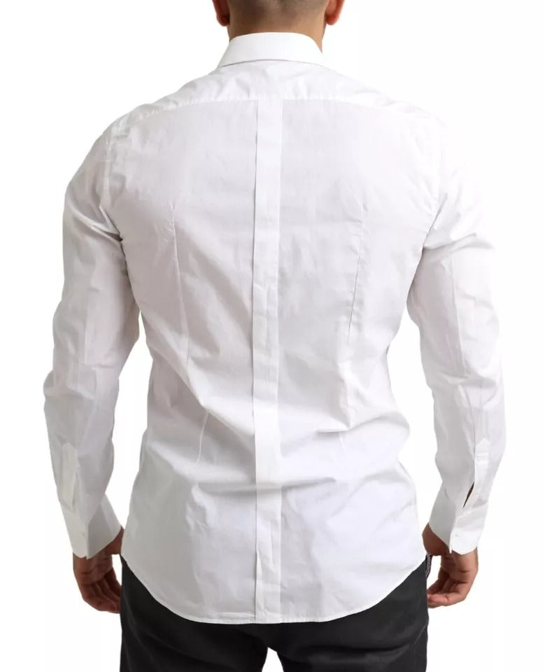 Chemise de smoking formelle en coton blanc doré de Dolce &amp; Gabbana