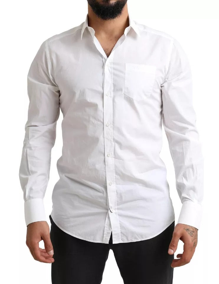 Chemise de smoking formelle en coton blanc doré de Dolce &amp; Gabbana