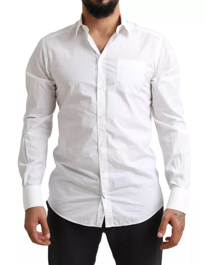 Chemise de smoking formelle en coton blanc doré de Dolce &amp; Gabbana