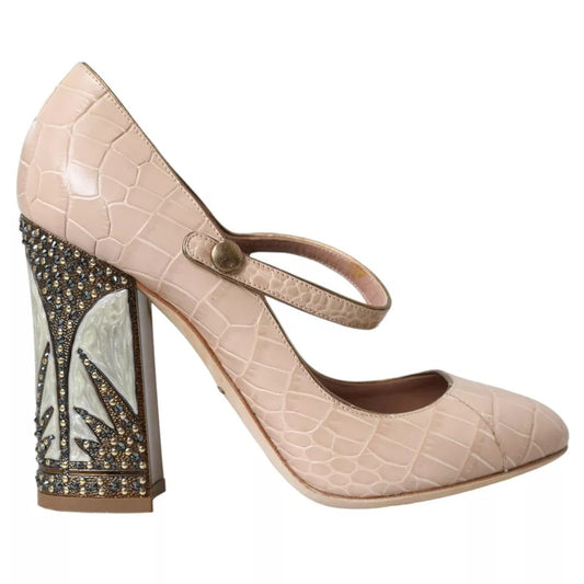 Dolce & Gabbana Mary Jane-schoenen van beige leer met versieringen
