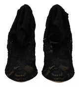 Dolce & Gabbana Black Stretch Socks Taormina Lace Boots