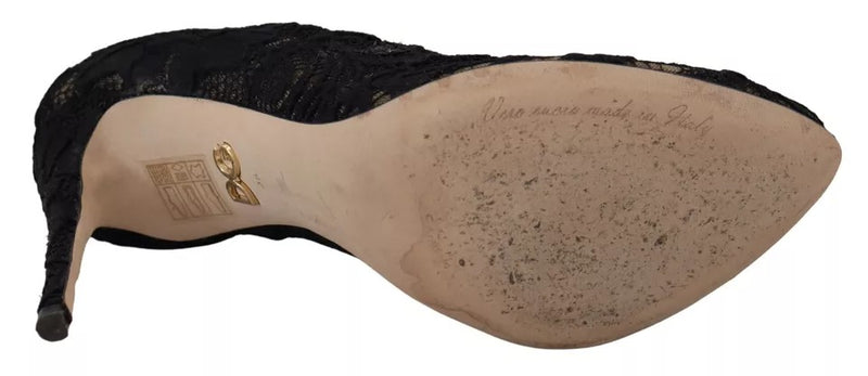 Dolce & Gabbana Black Stretch Socks Taormina Lace Boots