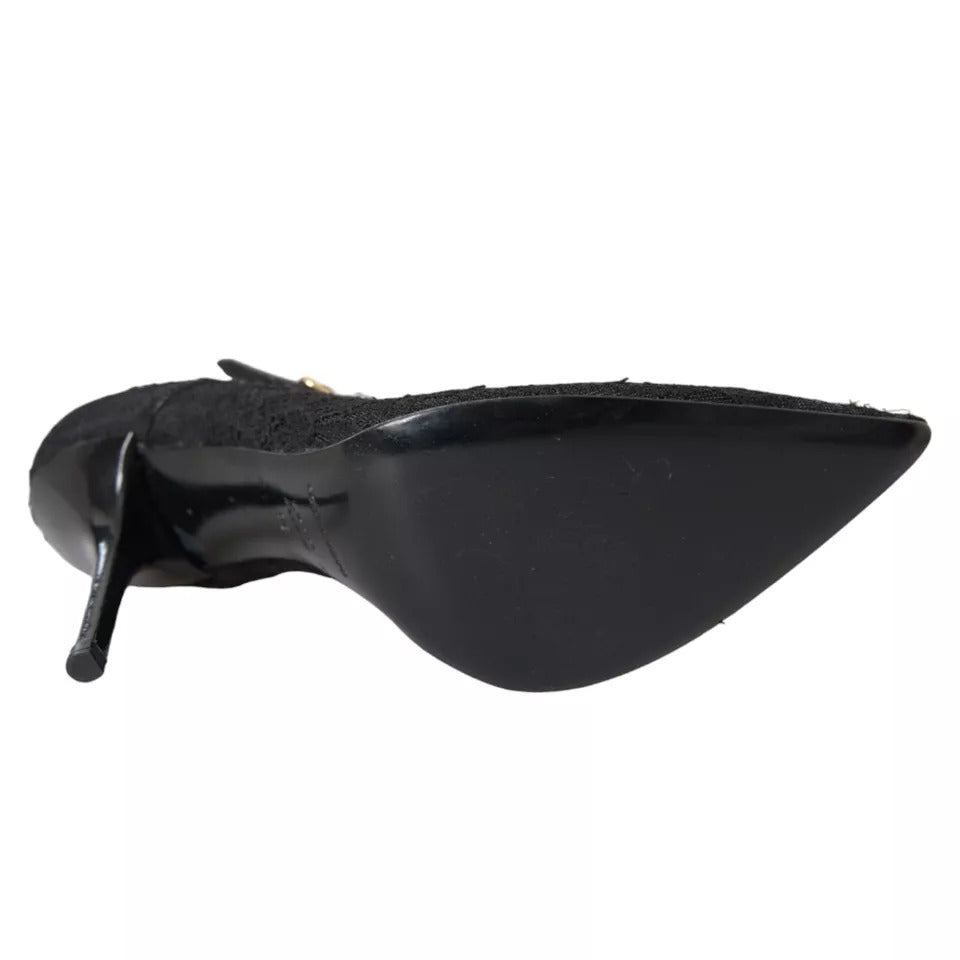Escarpins-bottines en tulle extensible noir Dolce & Gabbana