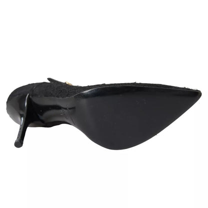 Escarpins-bottines en tulle extensible noir Dolce & Gabbana