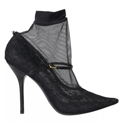Escarpins-bottines en tulle extensible noir Dolce & Gabbana