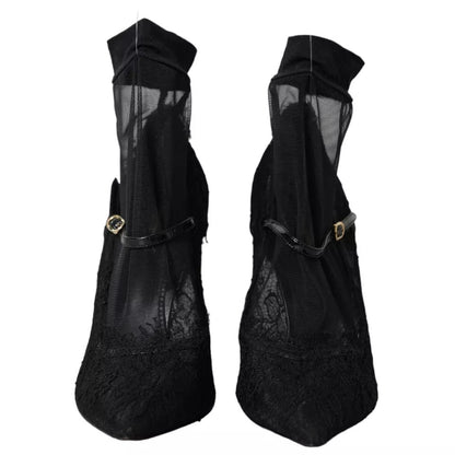 Escarpins-bottines en tulle extensible noir Dolce & Gabbana