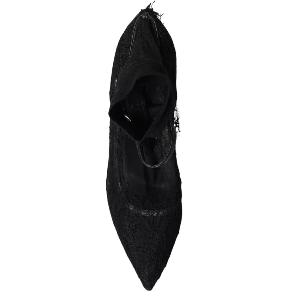 Escarpins-bottines en tulle extensible noir Dolce & Gabbana