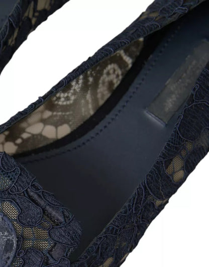 Dolce & Gabbana donkerblauwe Taormina instapschoenen met kant