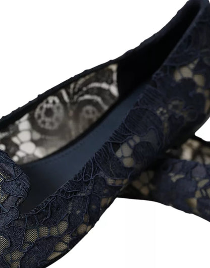 Dolce & Gabbana donkerblauwe Taormina instapschoenen met kant