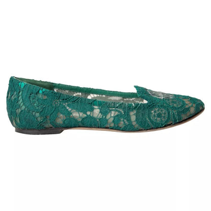 Dolce & Gabbana groene Taormina kant slip-on flats schoenen
