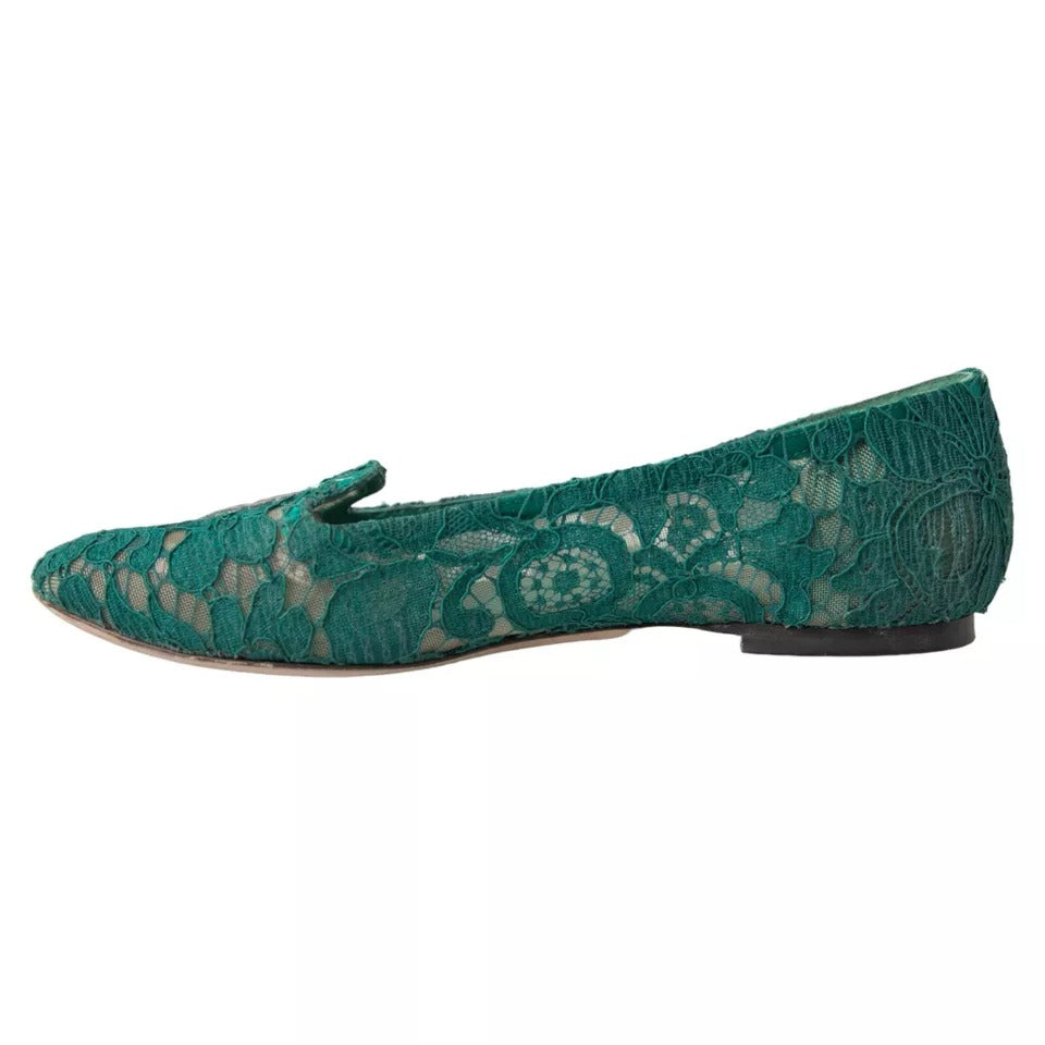 Dolce & Gabbana groene Taormina kant slip-on flats schoenen