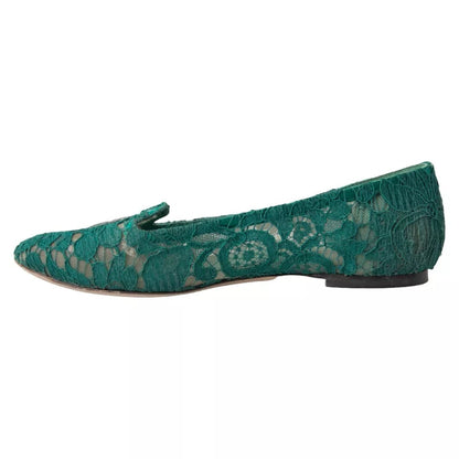 Dolce & Gabbana groene Taormina kant slip-on flats schoenen