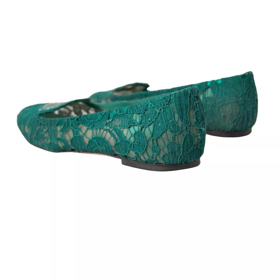 Dolce & Gabbana groene Taormina kant slip-on flats schoenen