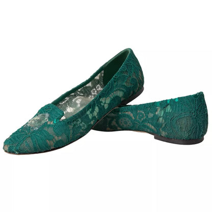 Dolce & Gabbana groene Taormina kant slip-on flats schoenen