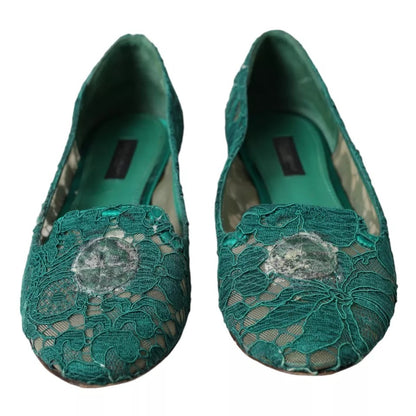 Dolce & Gabbana groene Taormina kant slip-on flats schoenen