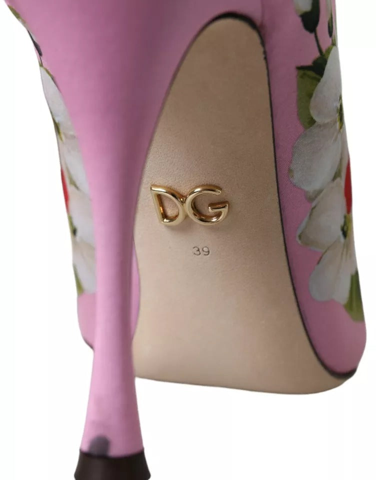 Dolce & Gabbana multicolor stretch jersey enkellaarsjes met open neus en hak.