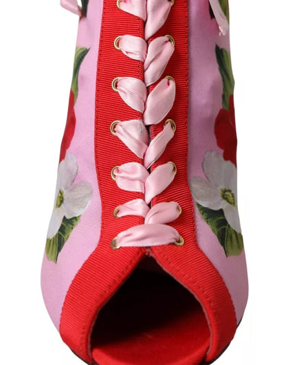 Dolce & Gabbana multicolor stretch jersey enkellaarsjes met open neus en hak.