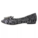 Dolce & Gabbana Ballet Loafers en Dentelle Cristal Noir et Gris
