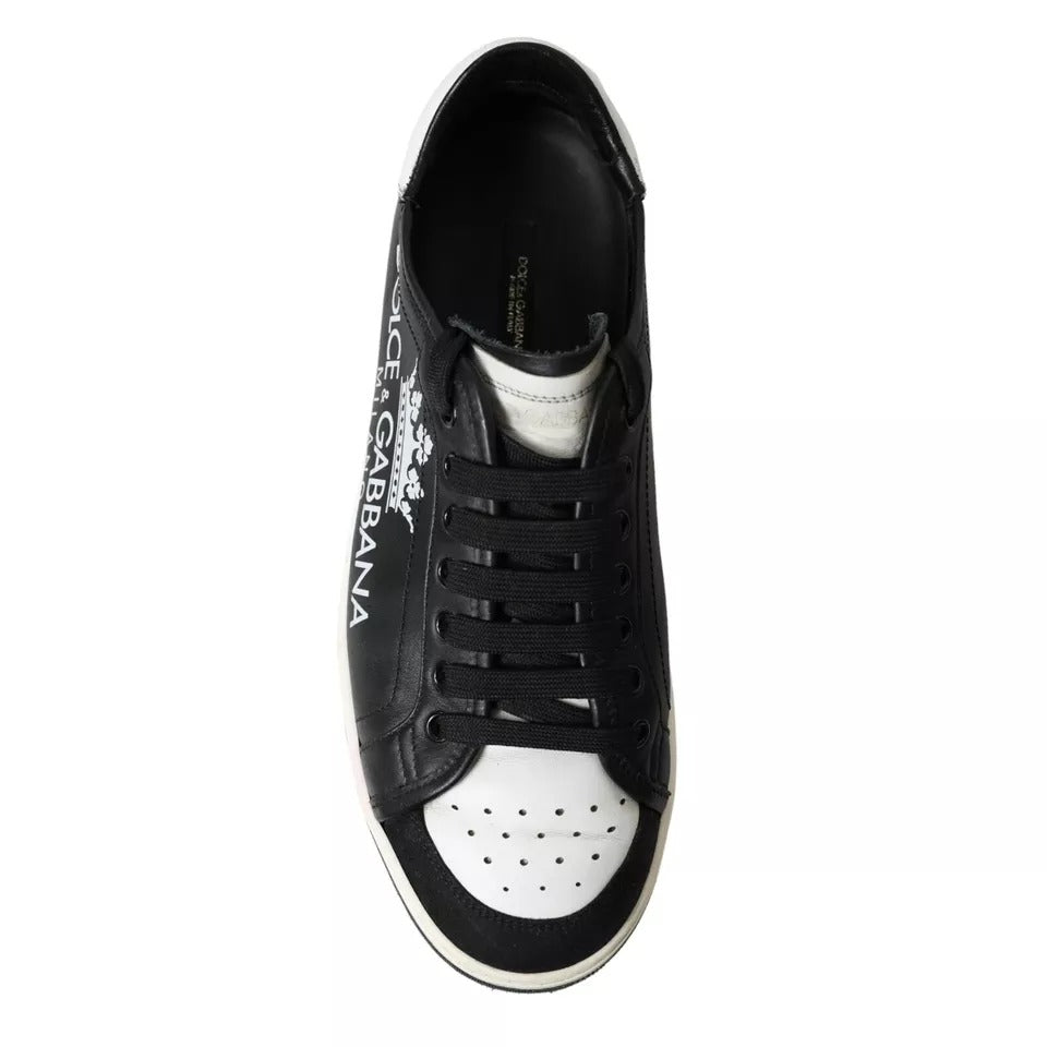 Dolce & Gabbana Black Leather Crown Milano Men Sneakers