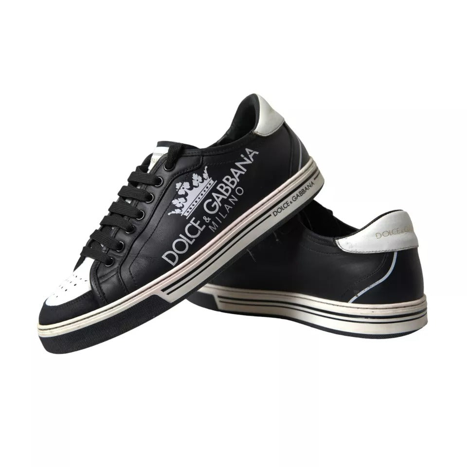 Dolce & Gabbana Black Leather Crown Milano Men Sneakers