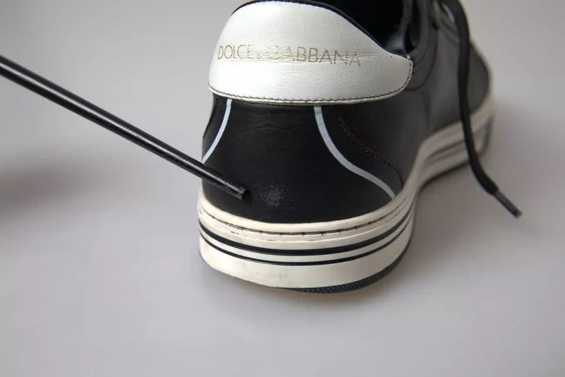 Dolce & Gabbana Black Leather Crown Milano Men Sneakers