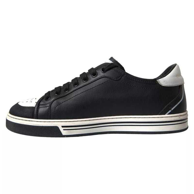 Dolce & Gabbana Black Leather Crown Milano Men Sneakers
