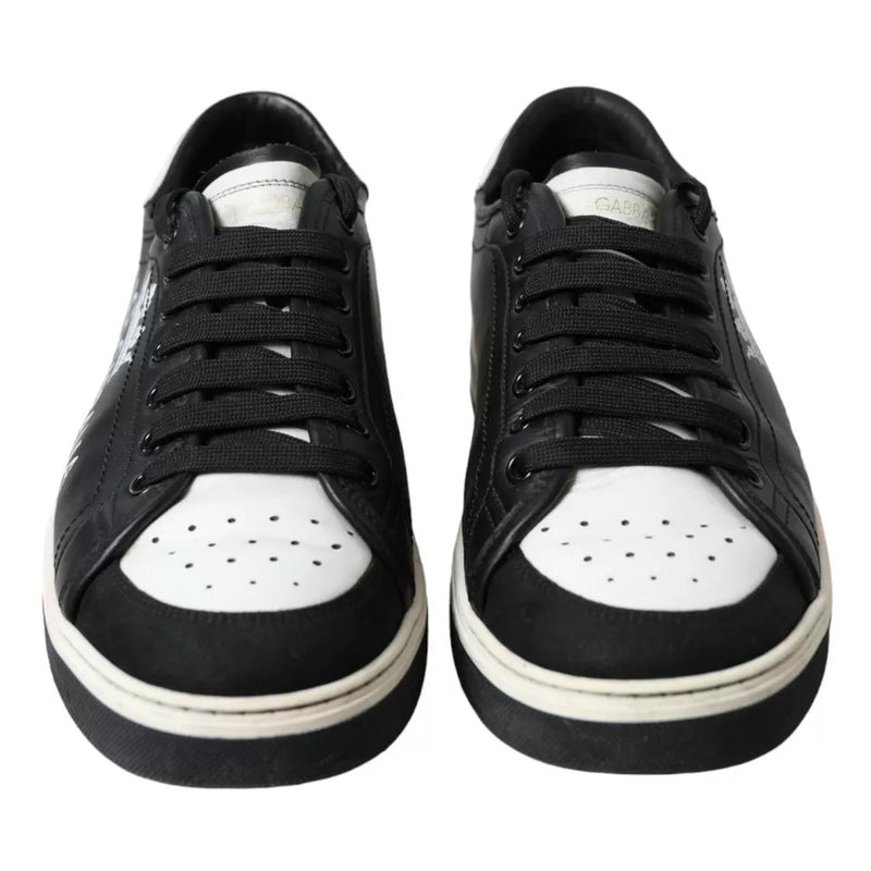 Dolce & Gabbana Black Leather Crown Milano Men Sneakers