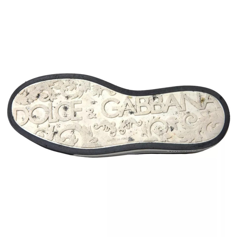 Dolce & Gabbana Black Leather Crown Milano Men Sneakers