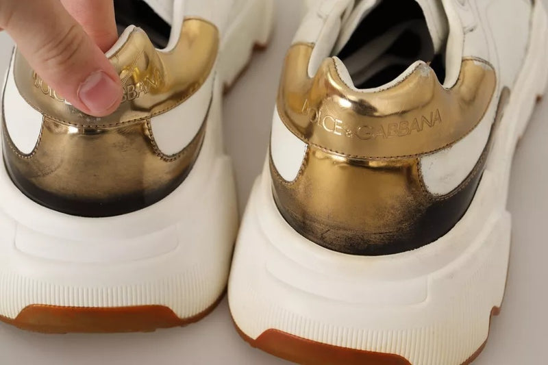 Dolce & Gabbana White Gold Leather Sport DAYMASTER Sneakers