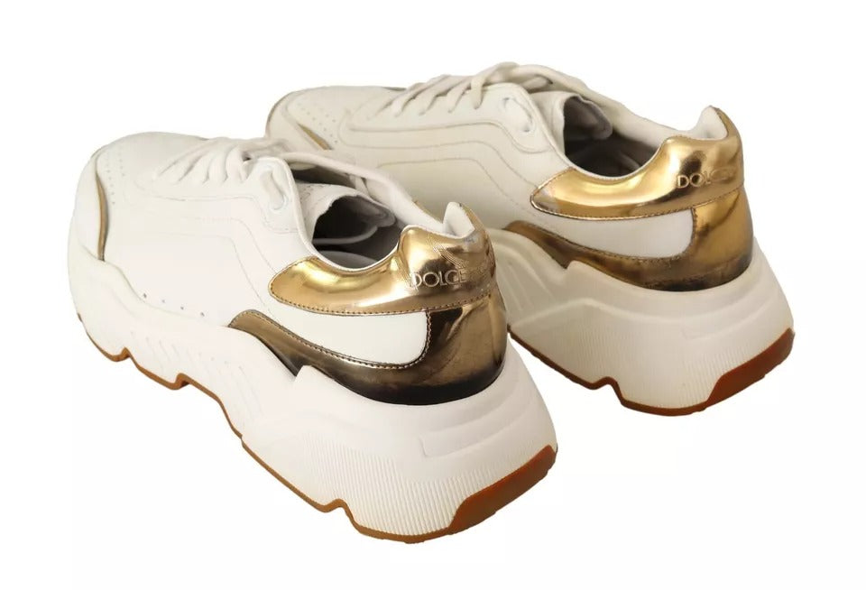 Dolce & Gabbana White Gold Leather Sport DAYMASTER Sneakers