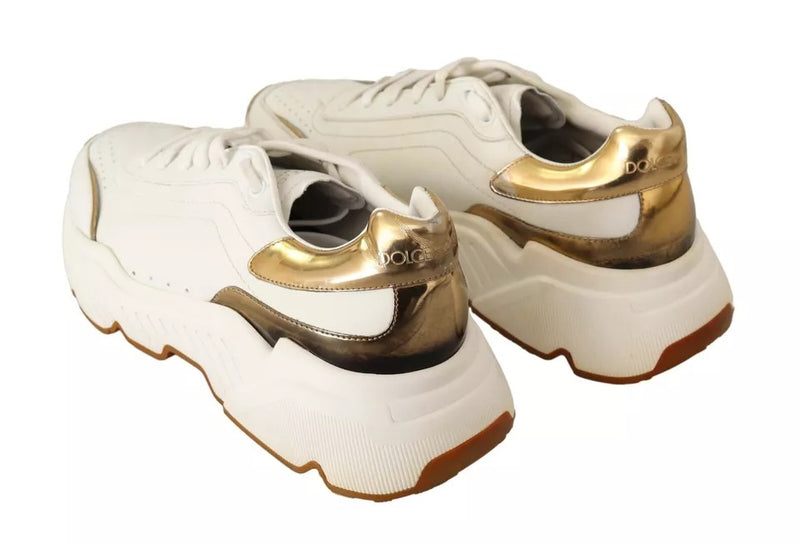 Dolce & Gabbana White Gold Leather Sport DAYMASTER Sneakers