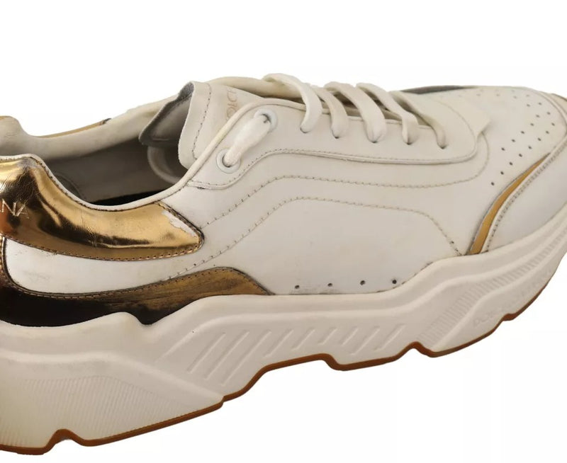 Dolce & Gabbana White Gold Leather Sport DAYMASTER Sneakers