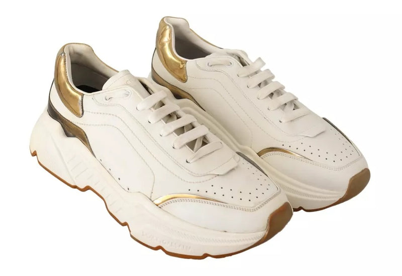 Dolce & Gabbana White Gold Leather Sport DAYMASTER Sneakers