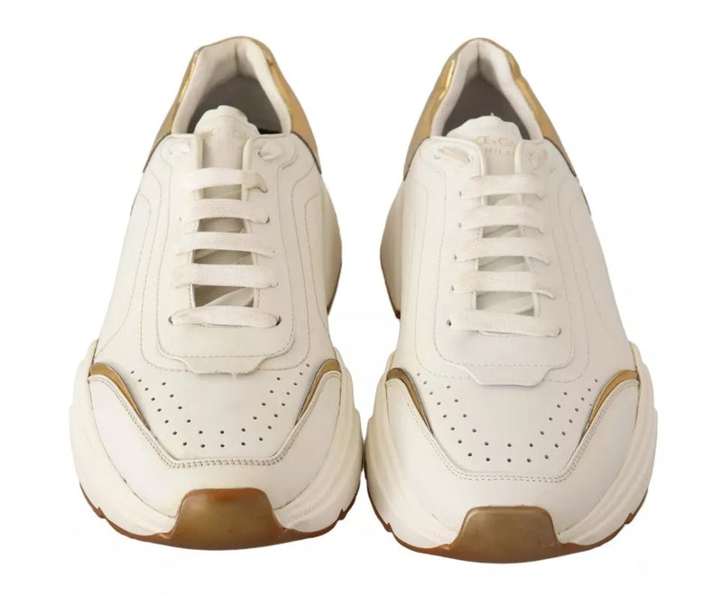 Dolce & Gabbana White Gold Leather Sport DAYMASTER Sneakers