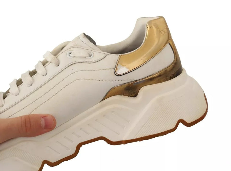 Dolce & Gabbana White Gold Leather Sport DAYMASTER Sneakers