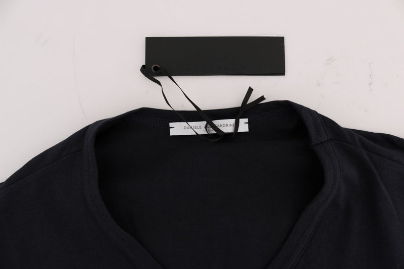 Daniele Alessandrini Blue Cotton V-neck T-Shirt
