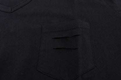 T-shirt bleu en coton à col en V de Daniele Alessandrini
