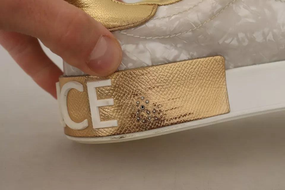 Dolce & Gabbana White Portofino Mother Of Pearl Sneakers