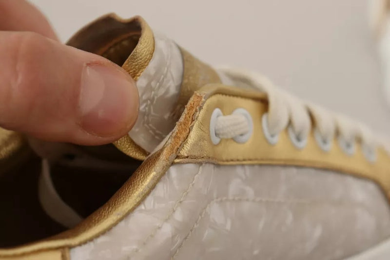Dolce & Gabbana White Portofino Mother Of Pearl Sneakers