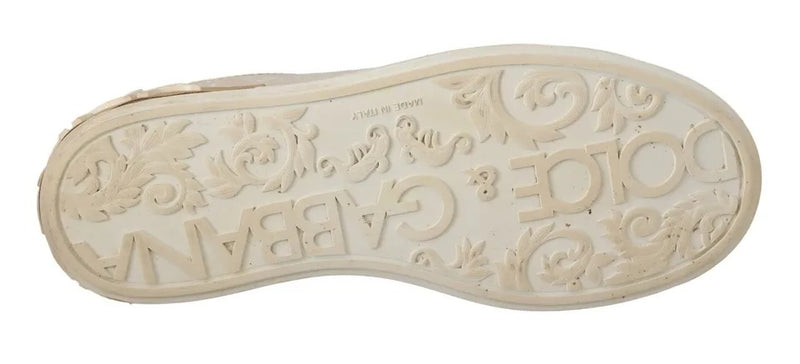 Dolce & Gabbana White Portofino Mother Of Pearl Sneakers