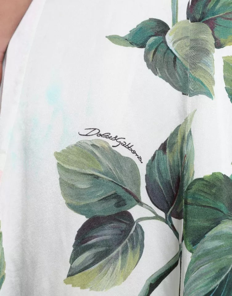 Jupe Midi A-line à Imprimé Rose Blanche Dolce & Gabbana