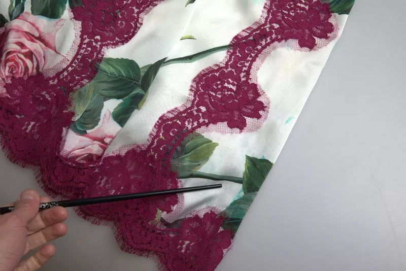 Jupe Midi A-line à Imprimé Rose Blanche Dolce & Gabbana