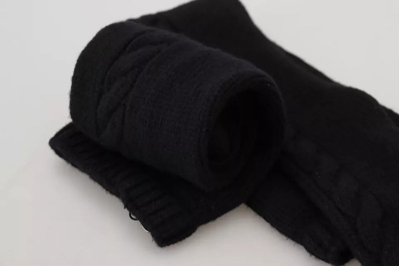 Dolce & Gabbana Black Wool Knit Calf Long Socks for Women