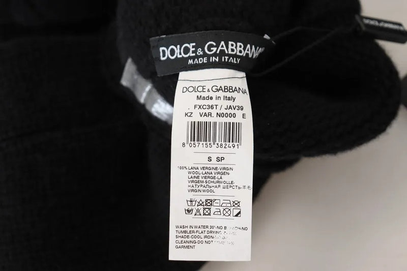 Dolce & Gabbana Black Wool Knit Calf Long Socks for Women